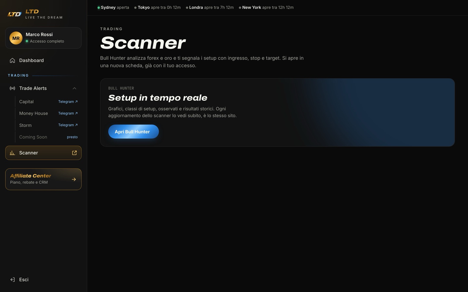 Schermata della piattaforma LTD Legacy: Scanner